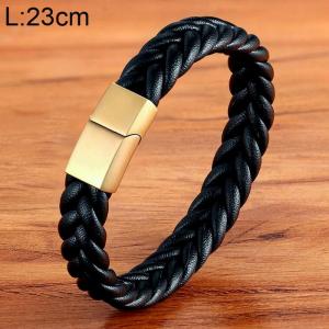 Stainless Steel Leather Bracelet - KB154762-WGYY