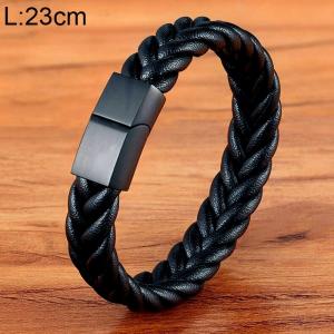 Stainless Steel Leather Bracelet - KB154766-WGYY