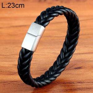 Stainless Steel Leather Bracelet - KB154768-WGYY
