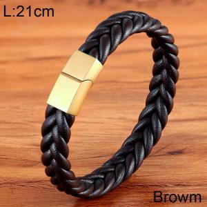 Stainless Steel Leather Bracelet - KB154770-WGYY