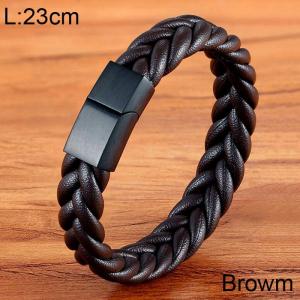 Stainless Steel Leather Bracelet - KB154775-WGYY