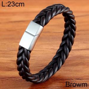Stainless Steel Leather Bracelet - KB154777-WGYY