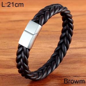 Stainless Steel Leather Bracelet - KB154778-WGYY