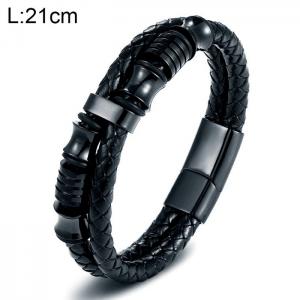 Stainless Steel Leather Bracelet - KB154782-WGYY