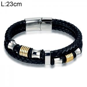 Stainless Steel Leather Bracelet - KB154790-WGYY
