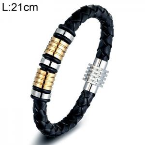 Stainless Steel Leather Bracelet - KB154800-WGYY