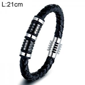 Stainless Steel Leather Bracelet - KB154801-WGYY
