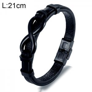 Stainless Steel Leather Bracelet - KB154807-WGYY