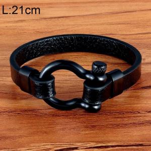 Stainless Steel Leather Bracelet - KB154813-WGYY
