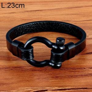 Stainless Steel Leather Bracelet - KB154815-WGYY