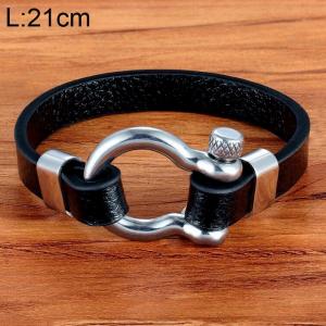 Stainless Steel Leather Bracelet - KB154821-WGYY