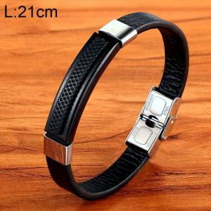 Stainless Steel Leather Bracelet - KB154849-WGYY