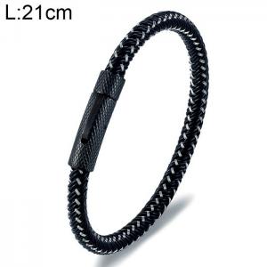 Stainless Steel Leather Bracelet - KB154858-WGYY