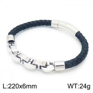 Stainless Steel Leather Bracelet - KB154959-KFC