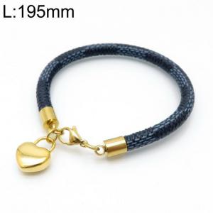 Stainless Steel Leather Bracelet - KB155177-YA