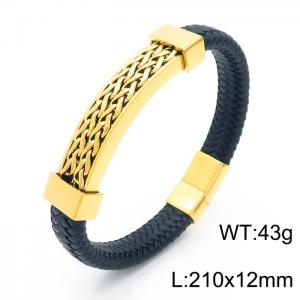 Stainless Steel Leather Bracelet - KB156584-KFC