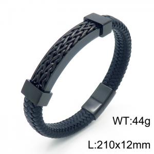 Stainless Steel Leather Bracelet - KB156585-KFC