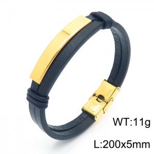 Stainless Steel Leather Bracelet - KB156745-KFC