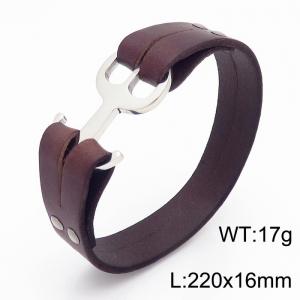 Stainless Steel Leather Bracelet - KB156756-K
