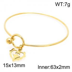 Simple 18k Gold Plated Adjustable Jewelry Heart Stainless Steel Wire Bracelet Bangle Christmas Gift - KB157193-Z