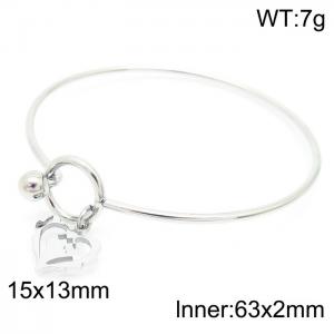Simple Heart Adjustable Jewelry Stainless Steel Wire Bracelet Bangle Christmas Gift - KB157194-Z