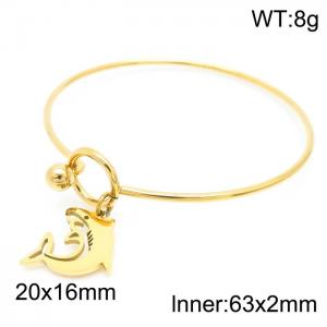 Simple 18k Gold Plated Adjustable Jewelry Shark Stainless Steel Wire Bracelet - KB157195-Z