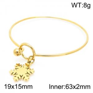Simple 18k Gold Plated Adjustable Jewelry Snowflake Stainless Steel Wire Bracelet Christmas Gift - KB157197-Z