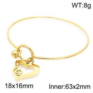 Simple 18k Gold Plated Adjustable Jewelry Heart Note Stainless Steel Wire Bracelet - KB157199-Z