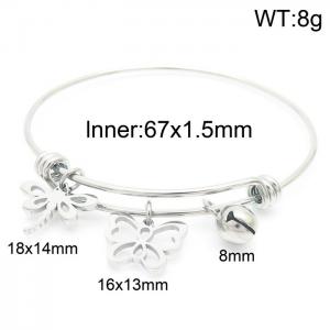 Fashion Jewelry Dragonfly Butterfly Bell Stainless Steel Adjustable Bracelet - KB157202-Z