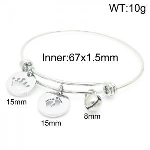 Fashion Jewelry Bell Footprint Pendant Stainless Steel Adjustable Bracelet - KB157204-Z