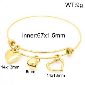 18k Gold Plated Jewelry Bell Heart Pendant Stainless Steel Adjustable Bracelet - KB157205-Z