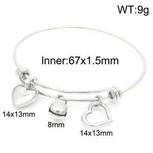 Fashion Jewelry Bell Heart Pendant Stainless Steel Adjustable Bracelet - KB157206-Z
