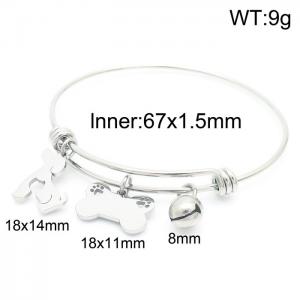 Fashion Simple Gift Bone Bell Pendant Stainless Steel Adjustable Bangle - KB157214-Z