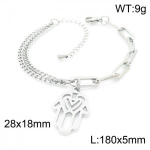 Charm Double Vine Chains Palm Stainless Steel Bracelets Adjustable Bangle - KB157229-Z