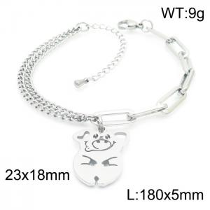 Charm Splicing Chains Animal Pendant Stainless Steel Bracelets Adjustable Bangle - KB157233-Z