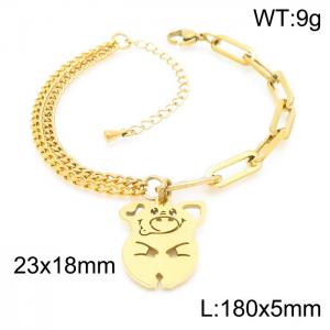 Charm 18K Gold Plated Splicing Chains Animal Pendant Stainless Steel Bracelets Adjustable Bangle - KB157234-Z