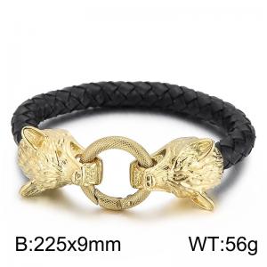 Stainless Steel Leather Bracelet - KB157906-K