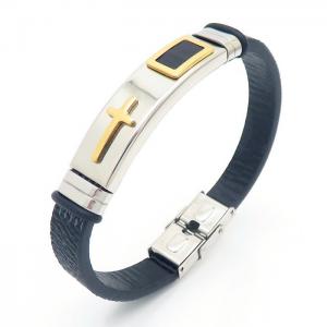 Stainless Steel Leather Bracelet - KB157911-HB