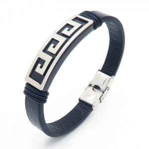 Stainless Steel Leather Bracelet - KB157913-HB