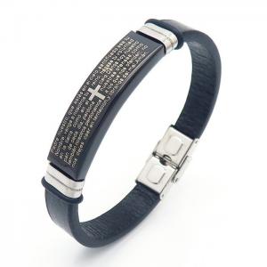 Stainless Steel Leather Bracelet - KB157915-HB