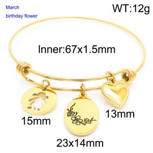 Stainless Steel Gold-plating Bangle - KB158056-Z