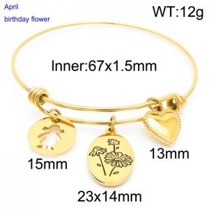 Stainless Steel Gold-plating Bangle - KB158057-Z