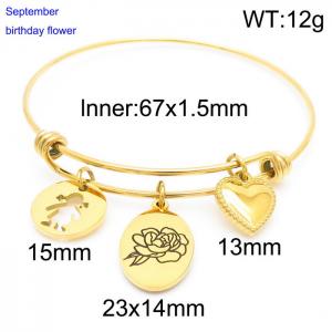 Stainless Steel Gold-plating Bangle - KB158062-Z