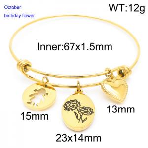Stainless Steel Gold-plating Bangle - KB158063-Z