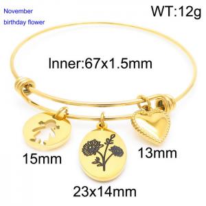 Stainless Steel Gold-plating Bangle - KB158064-Z