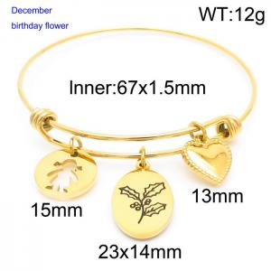 Stainless Steel Gold-plating Bangle - KB158065-Z
