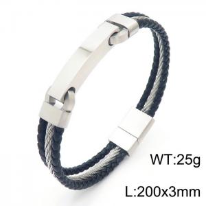 Stainless Steel Leather Bracelet - KB161159-KLHQ