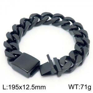 Hip Hop Miami Cuban chain Glossy Trendy Domineering Thick Black-plating bracelet - KB161364-KFC