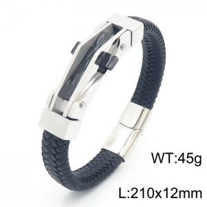 Stainless Steel Leather Bracelet - KB161757-KFC