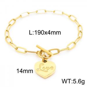 Hand make women's stainless steel thick link chain classic LOVE heart bracelet - KB161798-Z